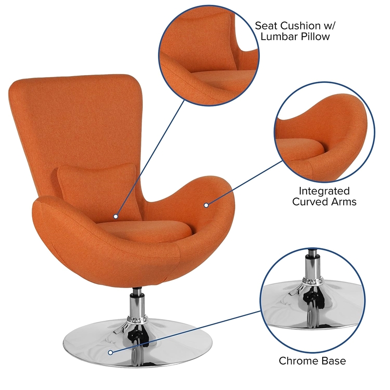 Flash Furniture Egg Chair in Orange