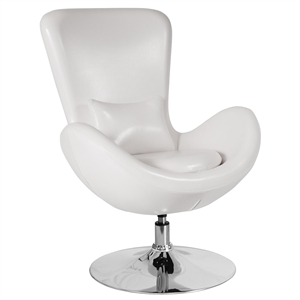 Flash Furniture Leather Egg Chair in White