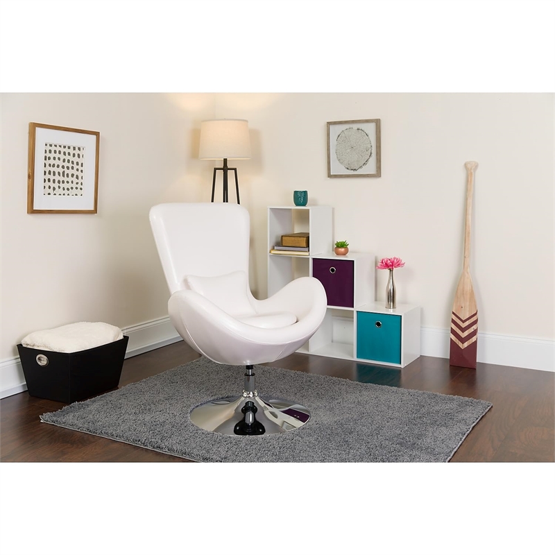 Flash Furniture Leather Egg Chair in White