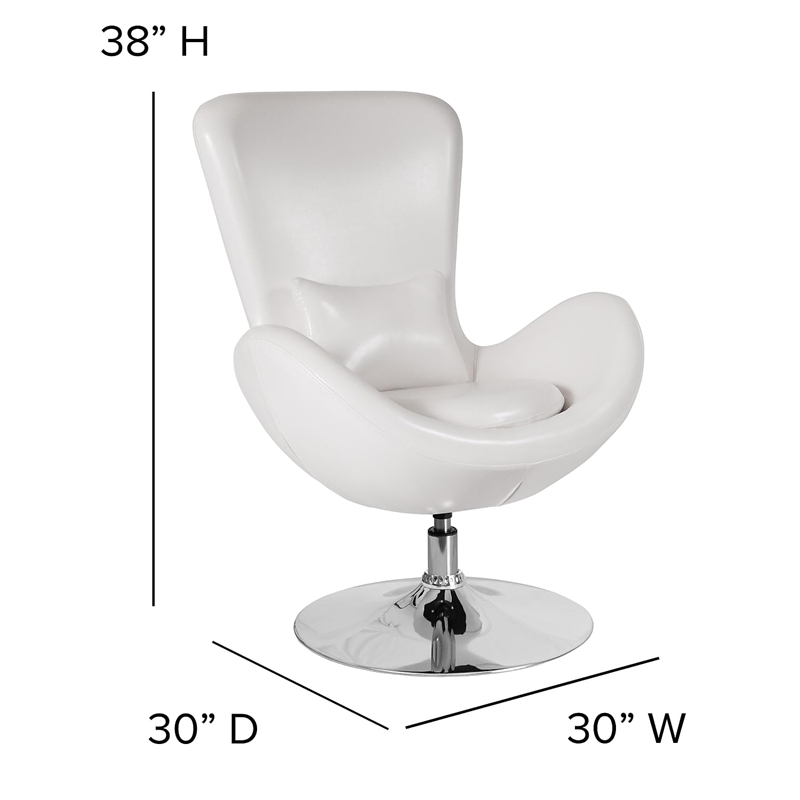 Flash Furniture Leather Egg Chair in White