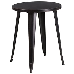 Flash Furniture 24&quot Round Metal Dining Table in Black and Antique Gold
