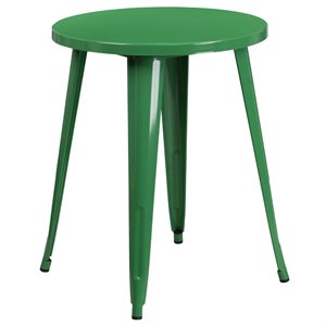 flash furniture retro modern galvanized steel caf? dining table in green