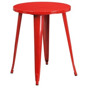 flash furniture retro modern galvanized steel caf? dining table in red