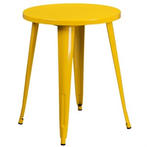 flash furniture retro modern galvanized steel caf? dining table in yellow