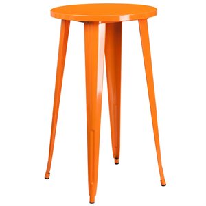 flash furniture retro modern galvanized steel bar table in orange