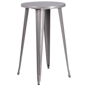 Flash Furniture 24&quot Round Metal Bar Table in Silver