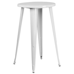 flash furniture retro modern galvanized steel bar table in white