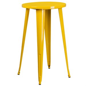 flash furniture retro modern galvanized steel bar table in yellow