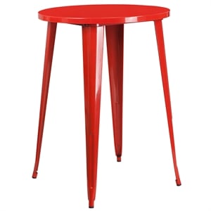 Flash Furniture 30&quot Round Metal Bar Table in Red