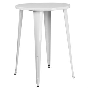 flash furniture retro modern galvanized steel bar table in white