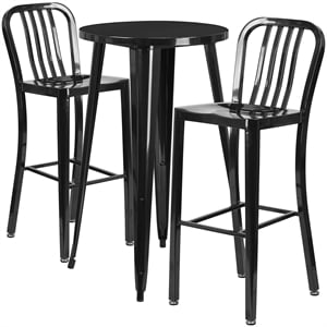 Flash Furniture 3 Piece 24&quot Round Metal Pub Set in White