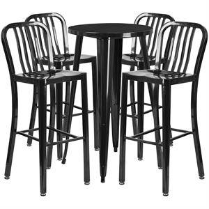 Flash Furniture 5 Piece 24&quot Round Metal Pub Set in Blue
