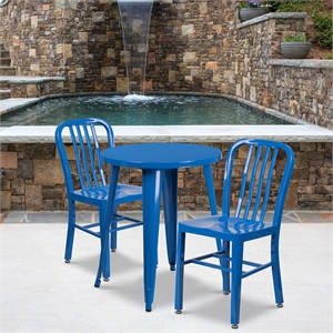 Flash Furniture 3 Piece 24&quot Round Metal Dining Set in Blue