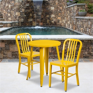 Flash Furniture 3 Piece 24&quot Round Metal Dining Set in Yellow