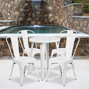 Flash Furniture 5 Piece 24&quot Round Metal Dining Set in White