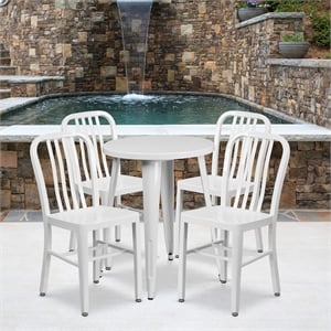 Flash Furniture 5 Piece 24&quot Round Metal Dining Set in White