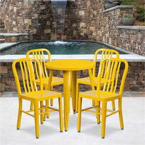 Flash Furniture 5 Piece 24&quot Round Metal Dining Set in Yellow