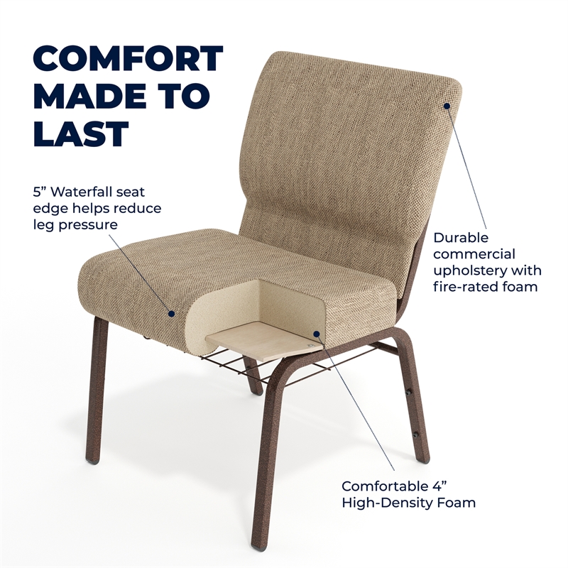 Flash Furniture Hercules Fabric Church Chair in Beige and Coppervein