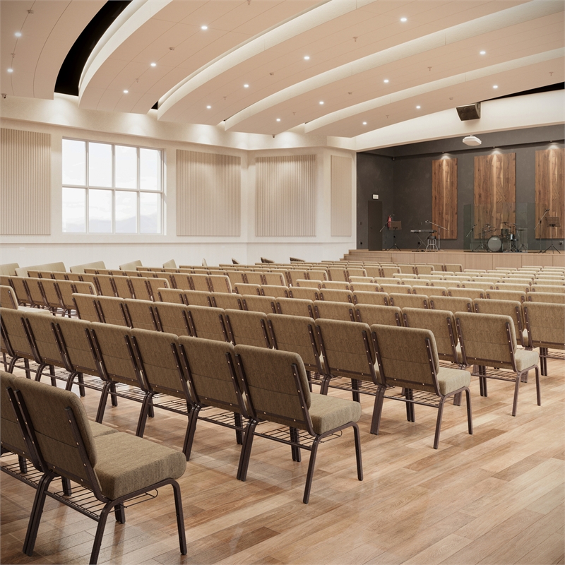 Flash Furniture Hercules Fabric Church Chair in Beige and Coppervein