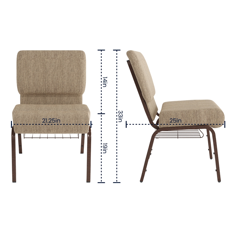 Flash Furniture Hercules Fabric Church Chair in Beige and Coppervein