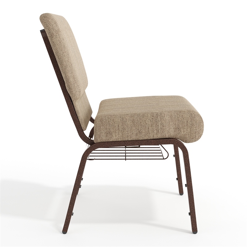 Flash Furniture Hercules Fabric Church Chair in Beige and Coppervein