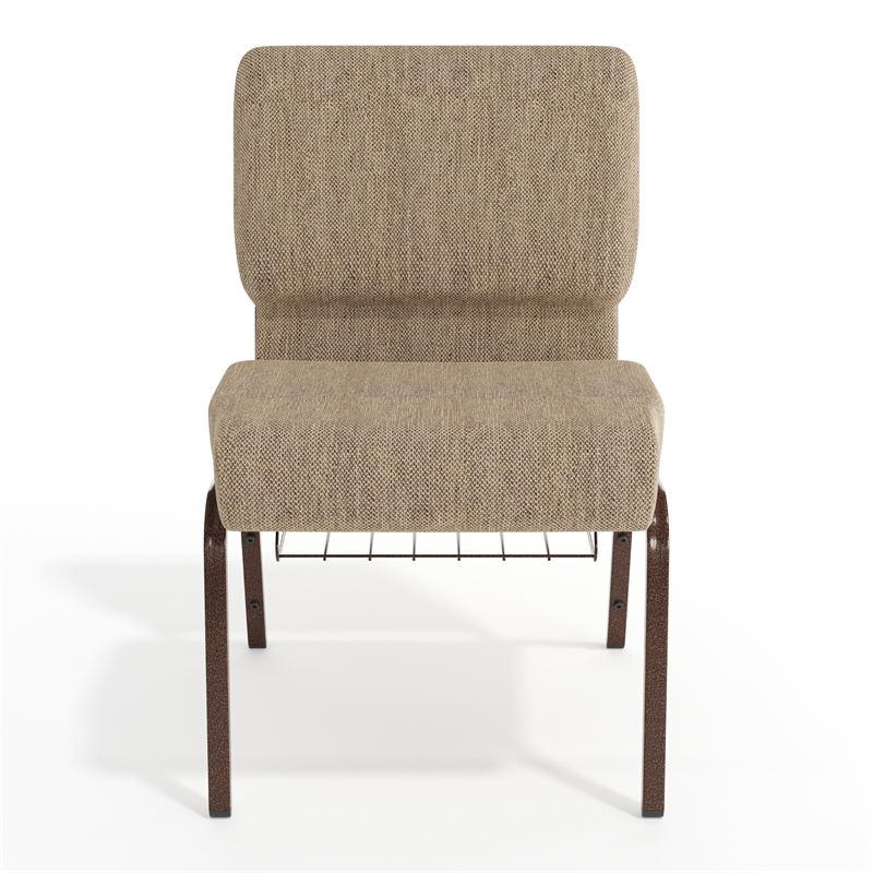 Flash Furniture Hercules Fabric Church Chair in Beige and Coppervein
