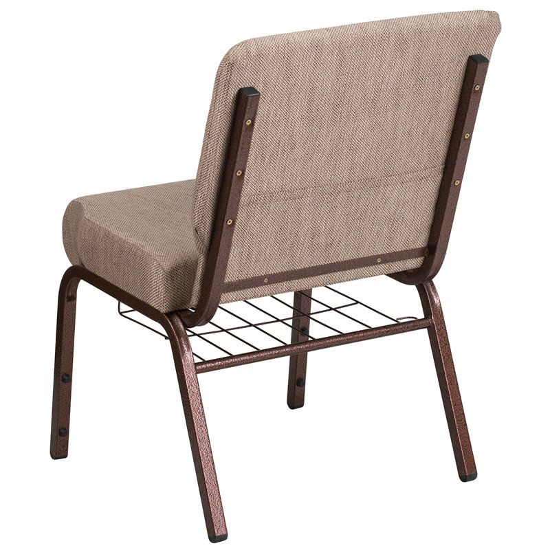 Flash Furniture Hercules Fabric Church Chair in Beige and Coppervein