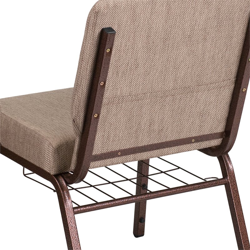 Flash Furniture Hercules Fabric Church Chair in Beige and Coppervein