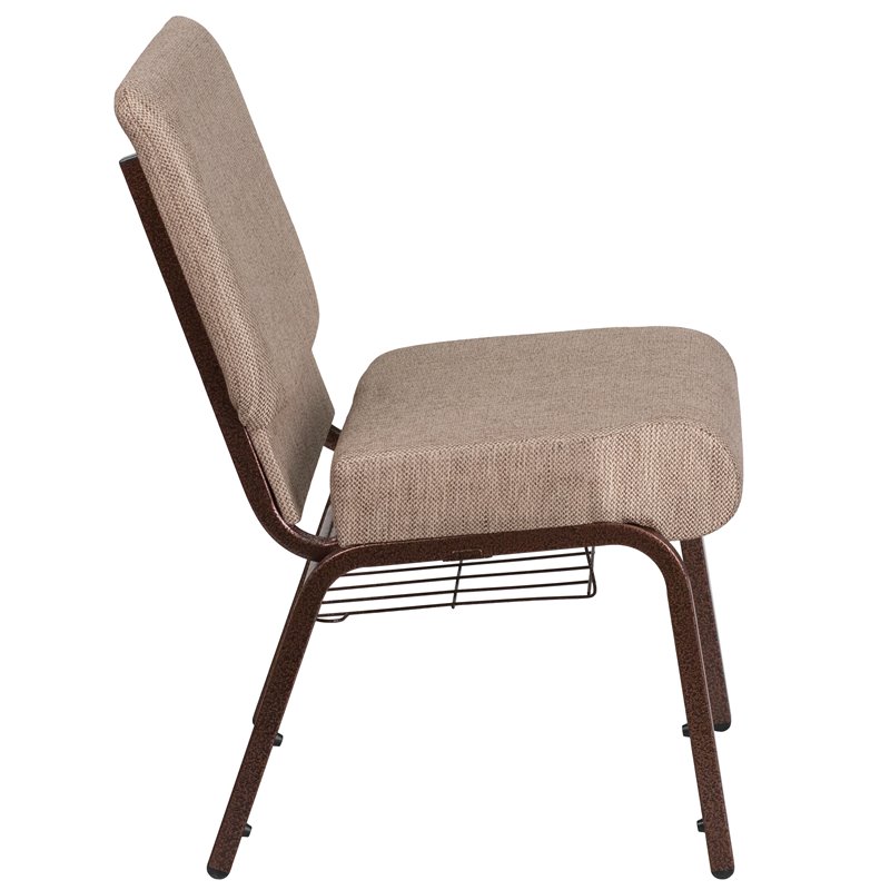 Flash Furniture Hercules Fabric Church Chair in Beige and Coppervein