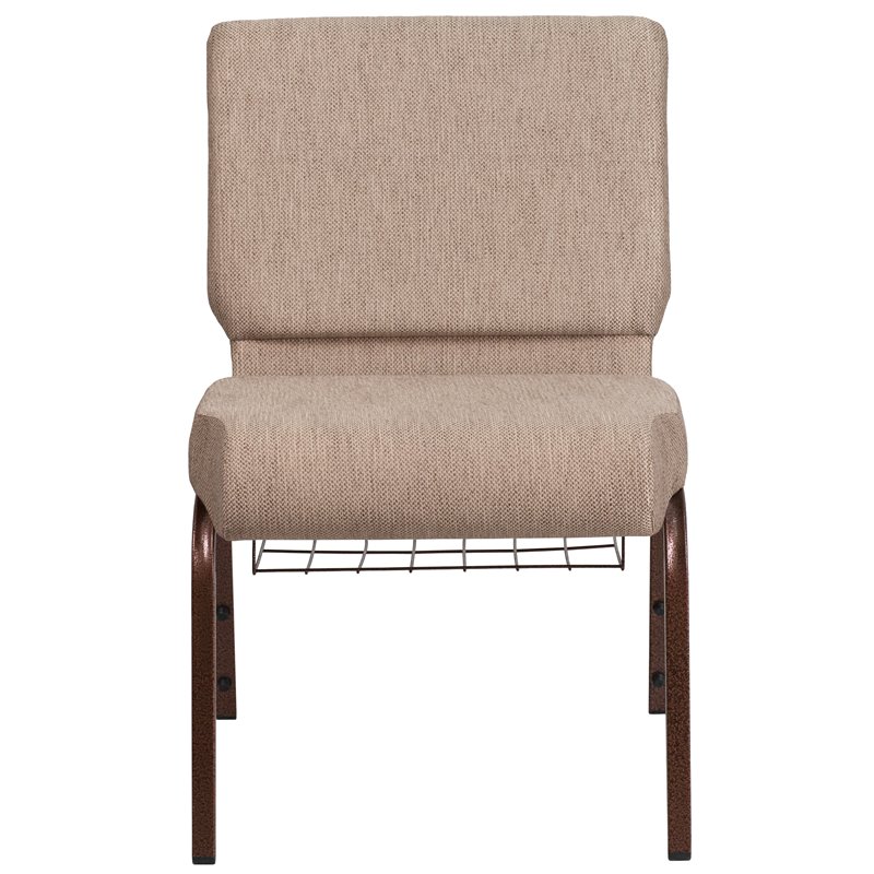 Flash Furniture Hercules Fabric Church Chair in Beige and Coppervein