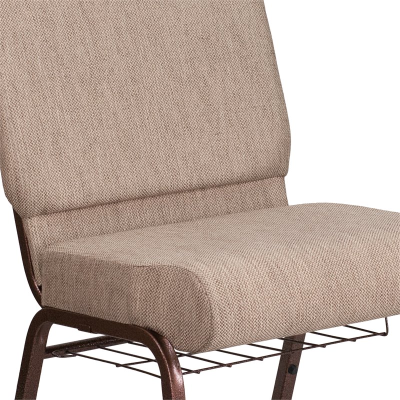 Flash Furniture Hercules Fabric Church Chair in Beige and Coppervein