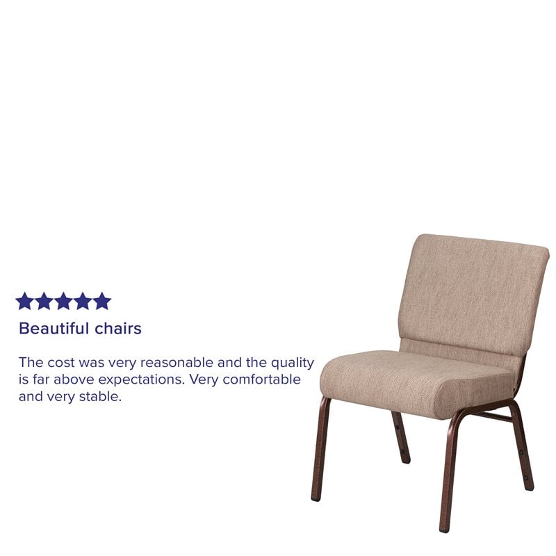 Flash Furniture Hercules Fabric Church Chair in Beige and Coppervein