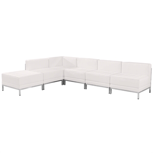 Flash Furniture Imagination 6 Piece Leather Sectional Set in White