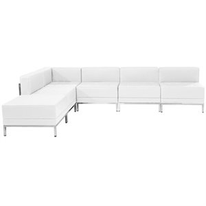 flash furniture hercules imagination 6 piece leather tufted reception sectional (set10)