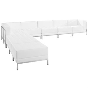 flash furniture imagination 9 piece leather sectional set in white
