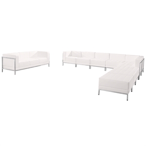 Flash Furniture Imagination 10-Piece Leather Reception Sofa Set in White