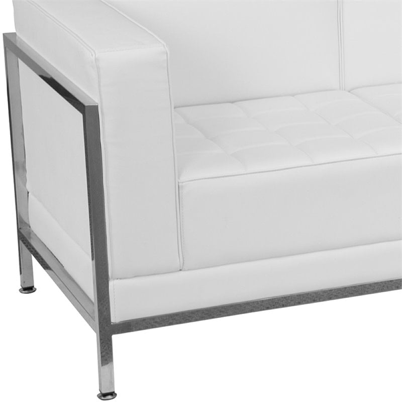 Flash Furniture Imagination 6-Piece Leather Reception Sofa Set in White