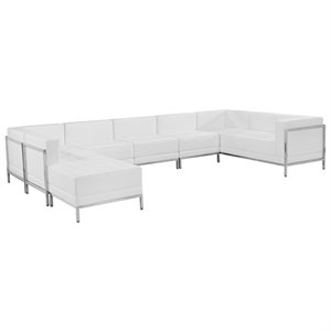 7 Piece Leather Sectional Set in White