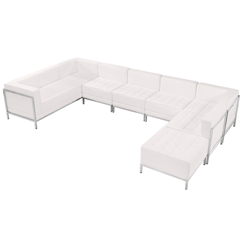 Flash Furniture Imagination 7 Piece Leather Sectional Set in White