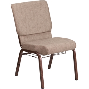 Flash Furniture Hercules Church Chair with Rack in Brown