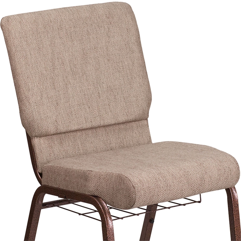 Flash Furniture Hercules Church Chair with Rack in Brown