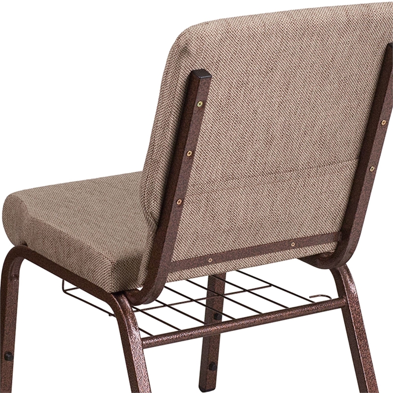 Flash Furniture Hercules Church Chair with Rack in Brown