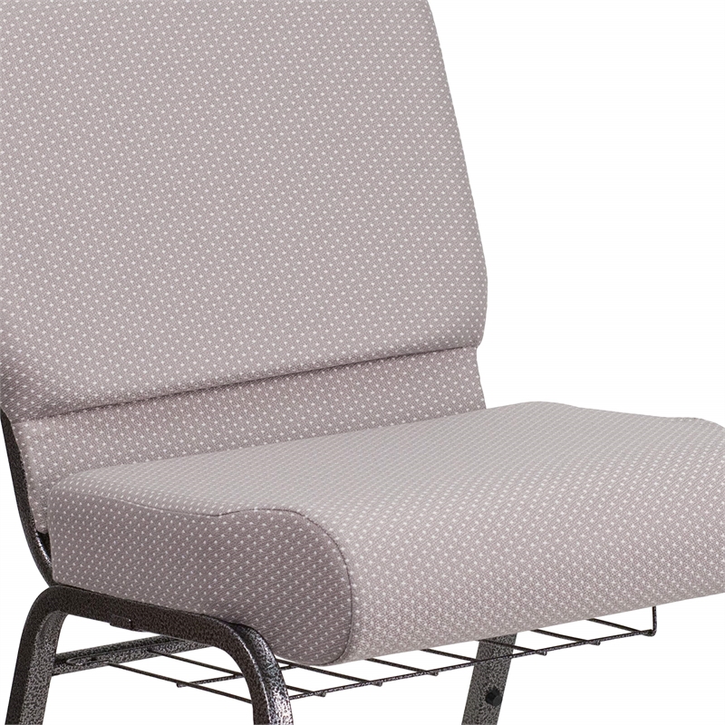 Flash Furniture Hercules Church Chair with Rack in Gray