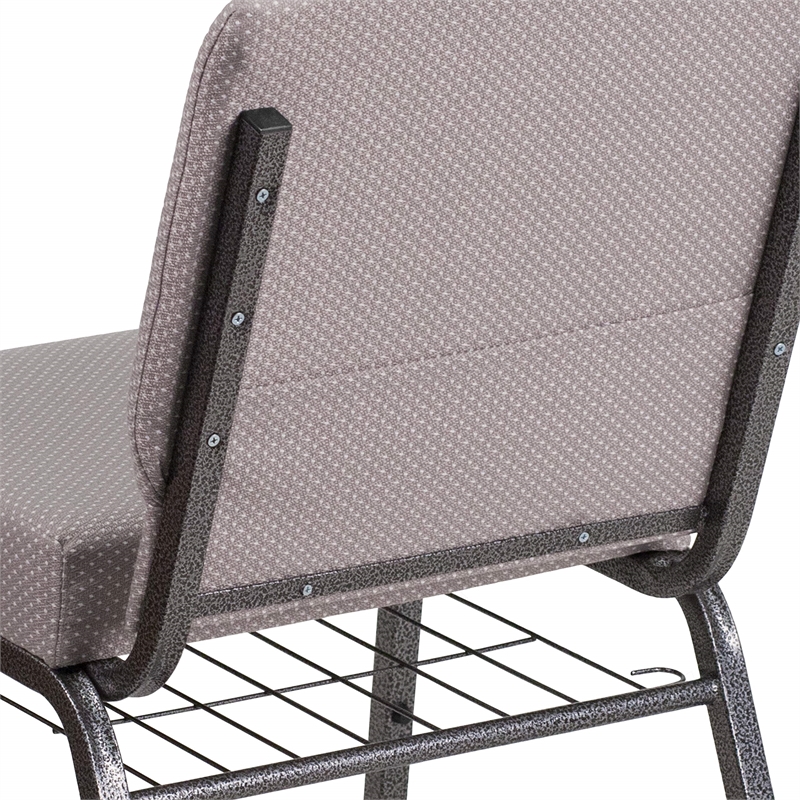 Flash Furniture Hercules Church Chair with Rack in Gray