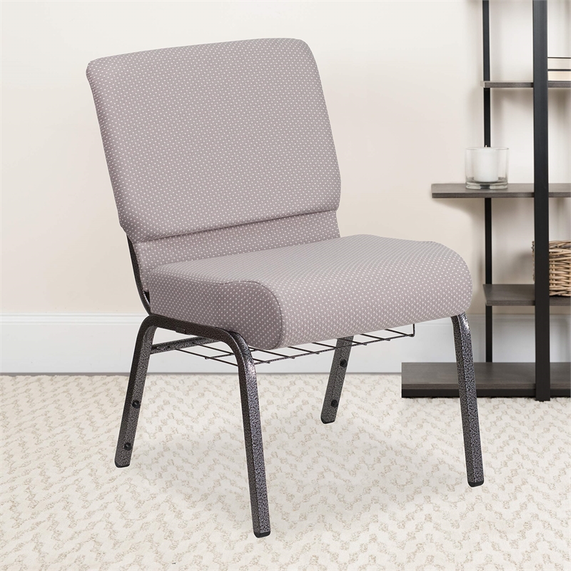 Flash Furniture Hercules Church Chair with Rack in Gray