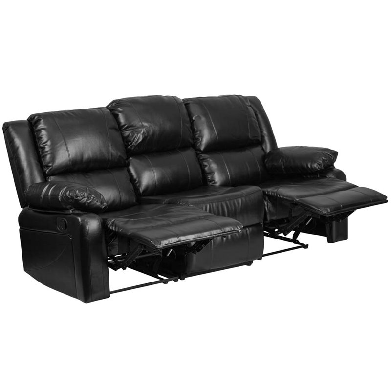 Flash Furniture Harmony Leathersoft Upholstered Reclining Sofa in Black