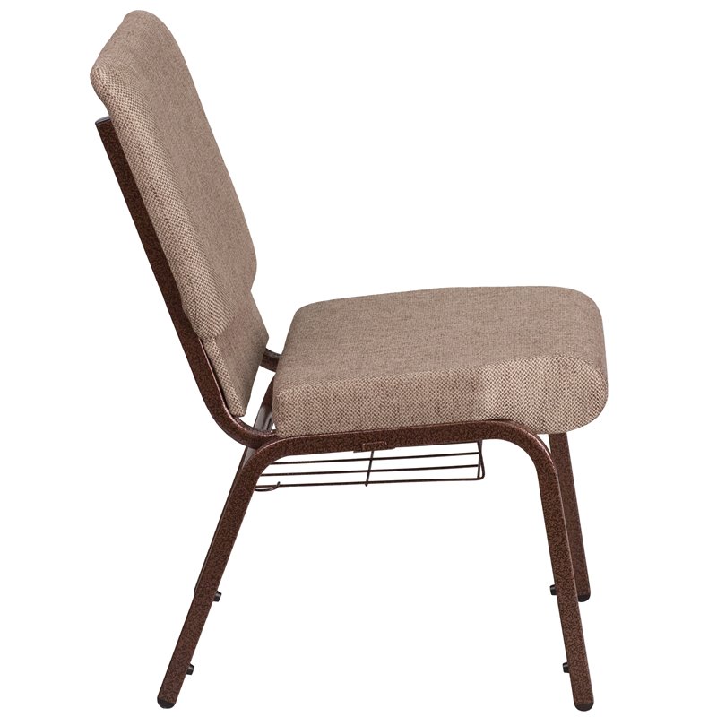 Flash Furniture Hercules Fabric Church Chair in Beige and Coppervein