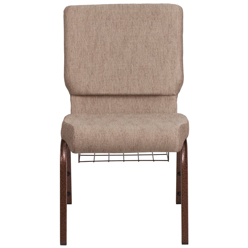 Flash Furniture Hercules Fabric Church Chair in Beige and Coppervein
