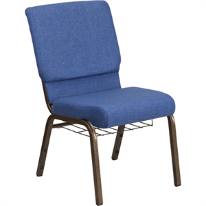 Flash Furniture Hercules Fabric Church Chair in Blue and Goldvein