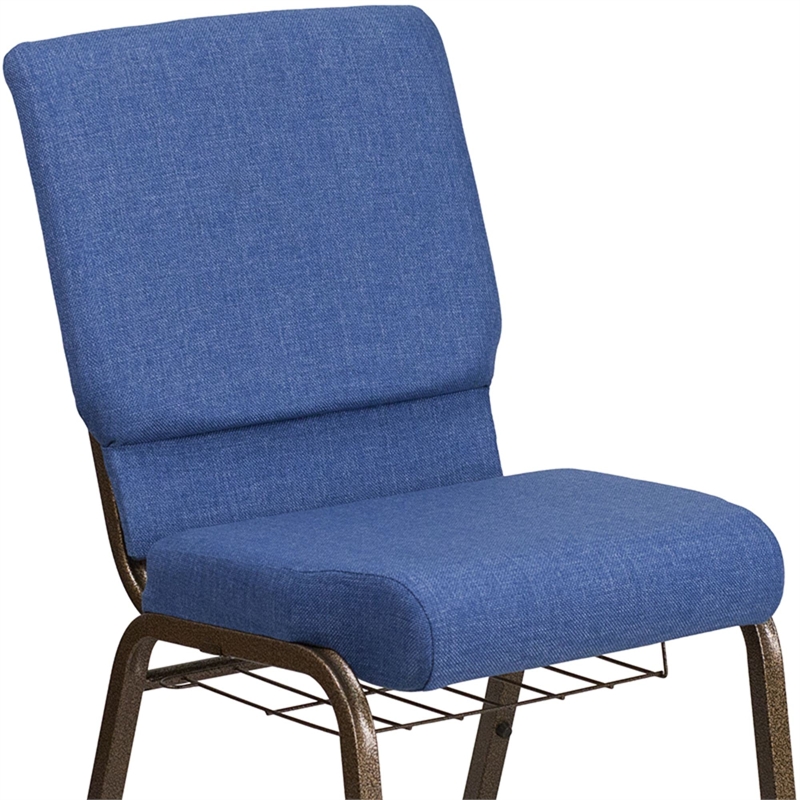 Flash Furniture Hercules Fabric Church Chair in Blue and Goldvein